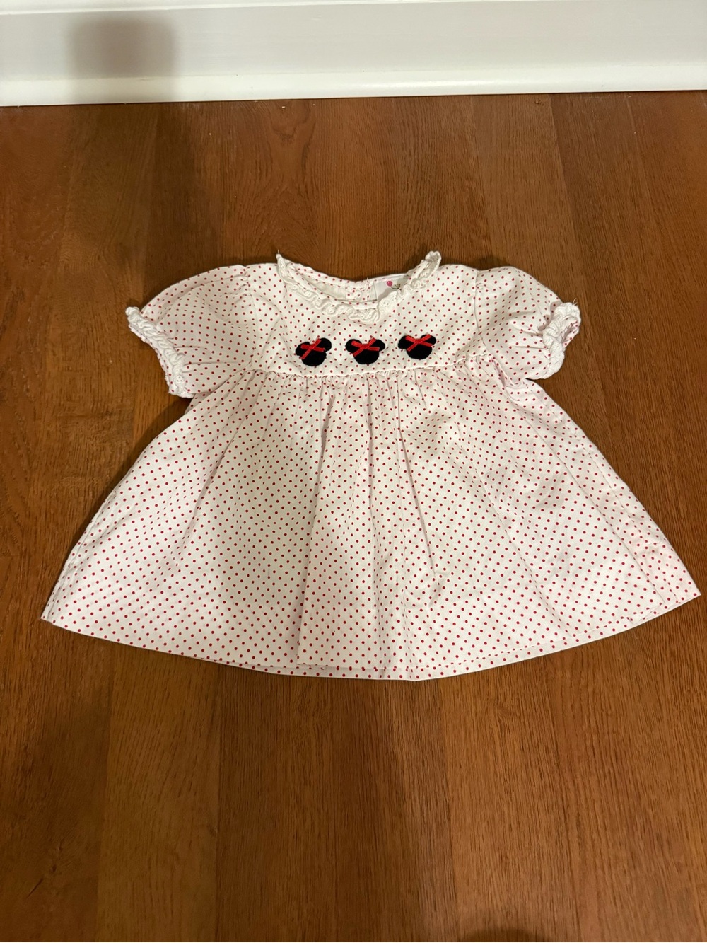 Eliza James Kids Minnie Mouse Polka Dot Corduroy Smocked Dress - 2T